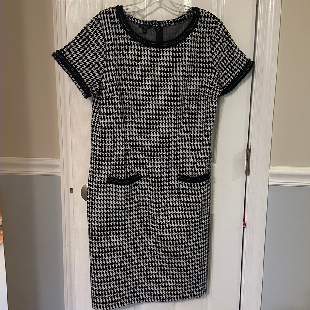 Talbots Black and White Houndstooth Dress